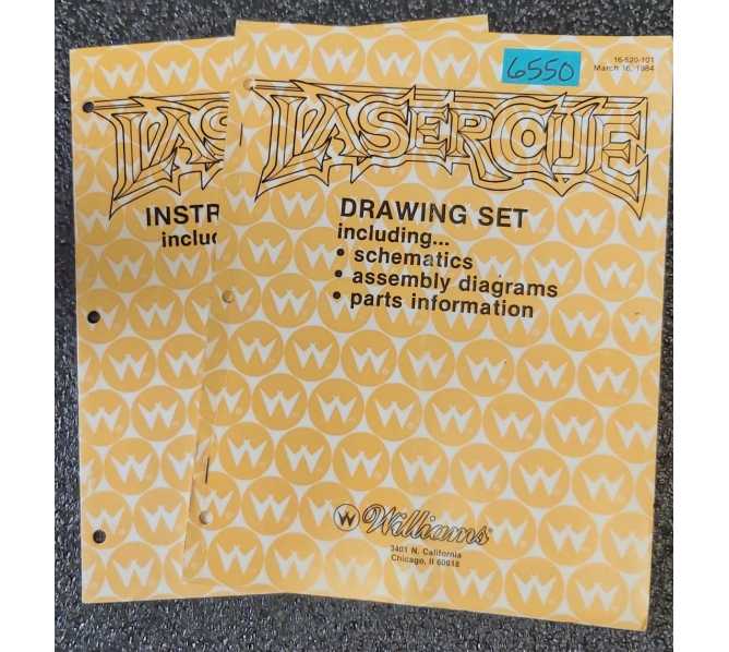 WILLIAMS LASERCUE Pinball Game DRAWING SET & INSTRUCTION MANUAL #6550 