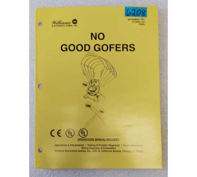 WILLIAMS NO GOOD GOFERS Pinball OPERATIONS MANUAL #6208 