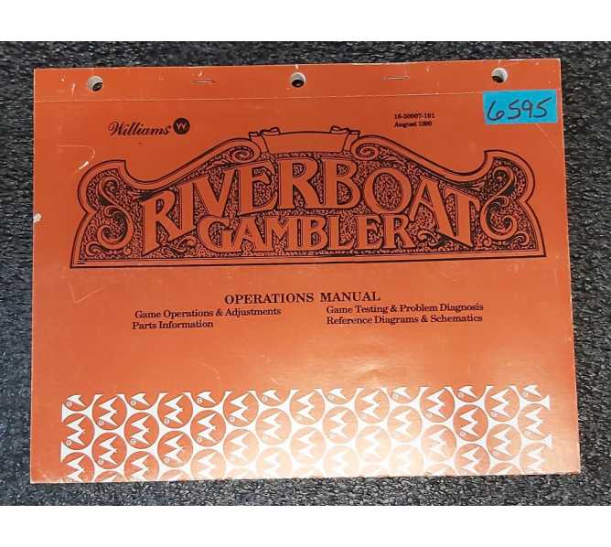 WILLIAMS RIVERBOAT GAMBLER Pinball Game OPERATIONS MANUAL #6595 