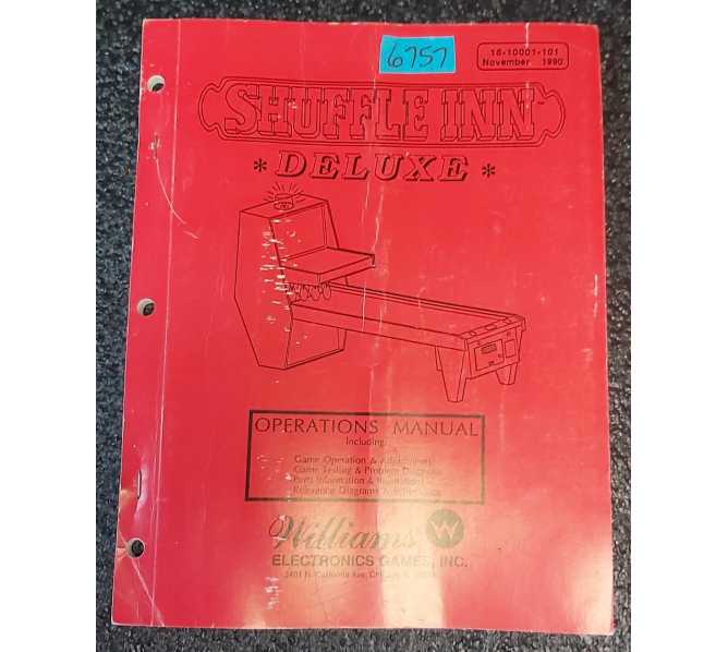 WILLIAMS SHUFFLE INN DELUXE Arcade Game OPERATIONS MANUAL #6757