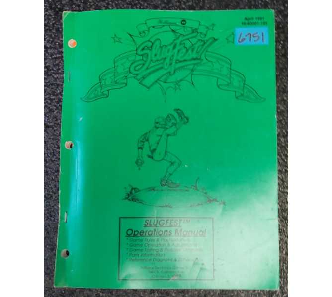 WILLIAMS SLUGFEST Pinball Machine OPERATIONS MANUAL #6751 