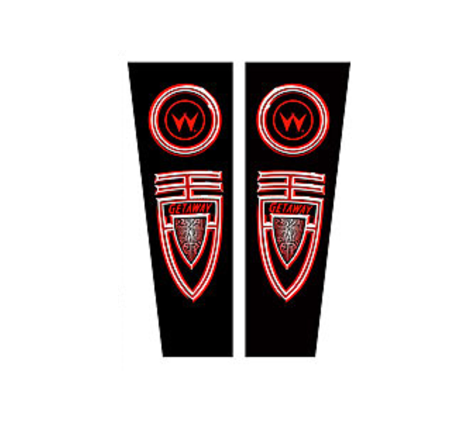 WILLIAMS THE GETAWAY HIGH SPEED II Pinball Machine Backbox Head Side Decal Set - Left & Right #5512 