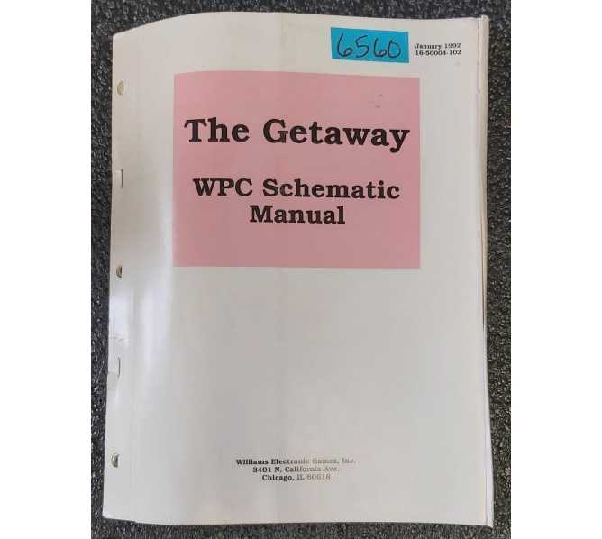 WILLIAMS THE GETAWAY Pinball Machine SCHEMATIC MANUAL #6560  