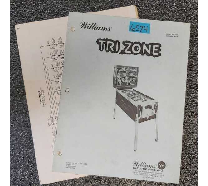 WILLIAMS TRI ZONE Pinball Machine MANUAL #6574 