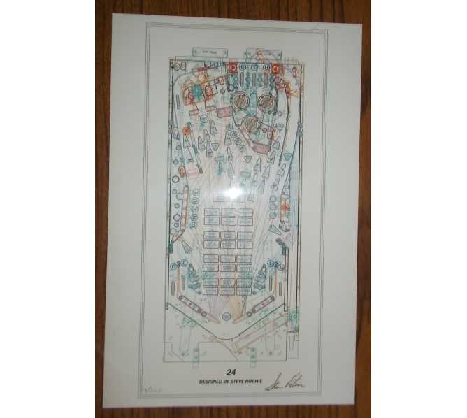 24 Pinball Machine Game Autocad Blueprint Artwork #9/300 Signed by Designer, Steve Ritchie