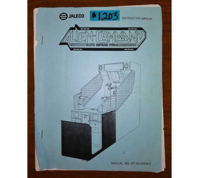 ALIEN-COMMAND EARTH DEFENSE FORCE Arcade Machine Game INSTRUCTION MANUAL #1203 for sale 