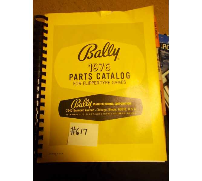 BALLY Pinball Machine Game 1975 PARTS CATALOG for FLIPPER-TYPE GAMES #617 for sale  