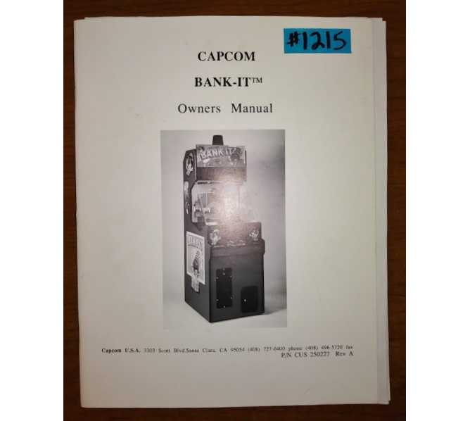 BANK-IT Arcade Machine Game OWNERS MANUAL & MISC. PAPERWORK #1215 for sale 