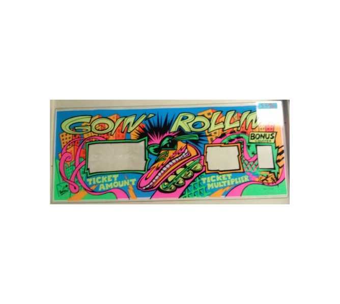BAYTEK GOIN' ROLLIN' Arcade Machine Game PLEXIGLASS Overhead Header Marquee #5396 for sale  
