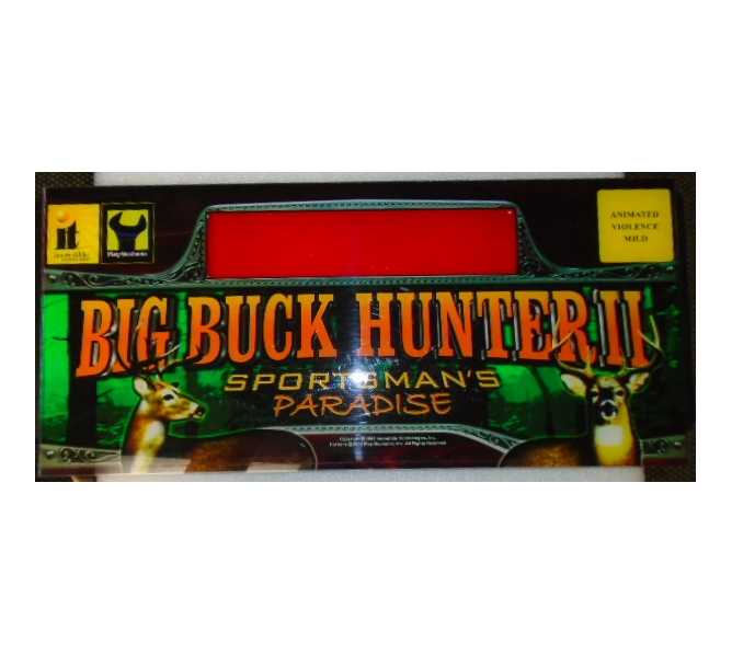 BIG BUCK HUNTER SPORTSMAN'S PARADISE Arcade Machine Game Overhead Header PLEXIGLASS for sale #W69 