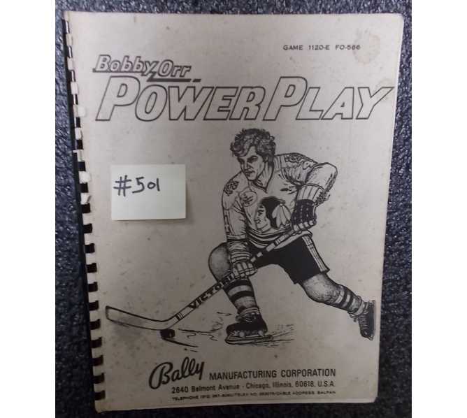 BOBBY ORR POWER PLAY Pinball Machine Game Manual #501 for sale - BALLY 