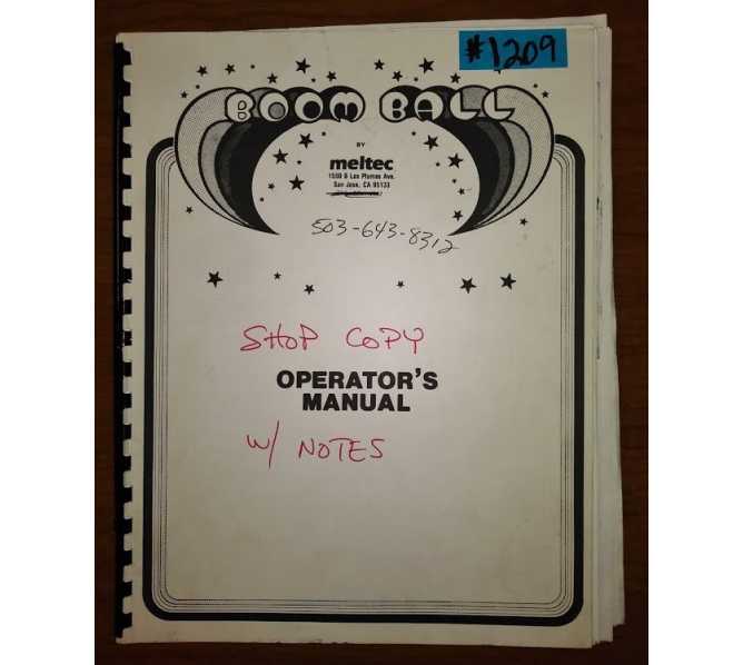 BOOM BALL Arcade Machine Game OPERATOR'S MANUAL & SCHEMATICS #1209 for sale 