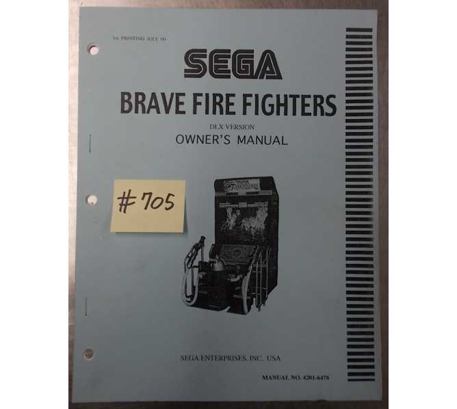 BRAVE FIRE FIGHTERS DLX VERSION Arcade Machine Game OWNER'S MANUAL #705 for sale  