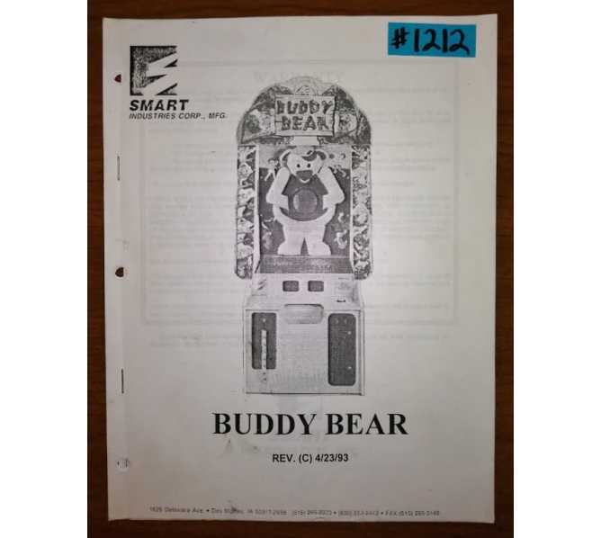 BUDDY BEAR Arcade Machine Game MANUAL #1212 for sale  