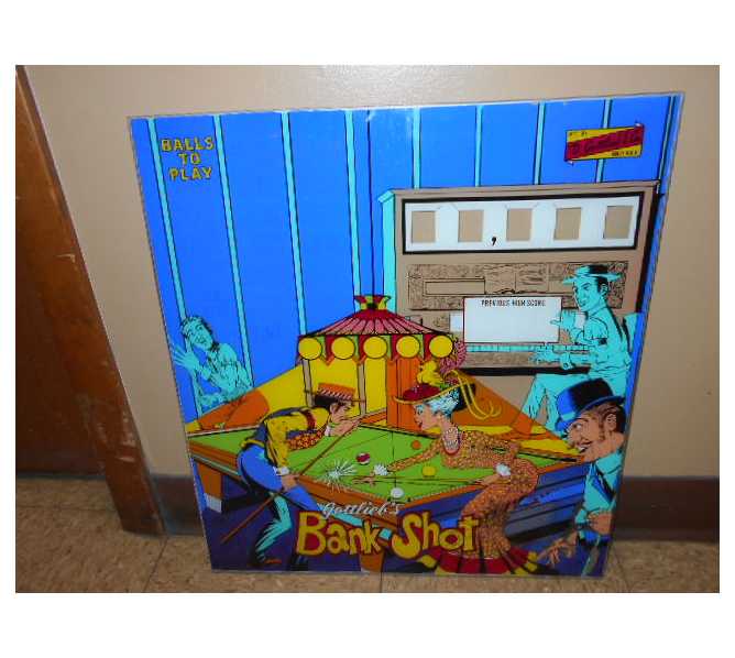 BANK SHOT Pinball Machine Game Backglass Backbox Artwork