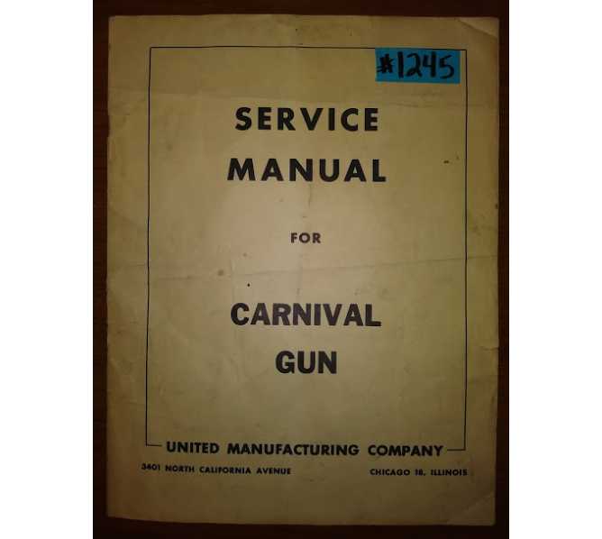 CARNIVAL GUN Arcade Machine Game SERVICE MANUAL & SCHEMATIC #1245 for sale  