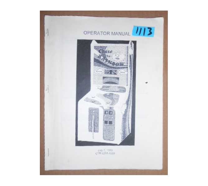 CHASE THE RAINBOW Arcade Machine Game OPERATOR'S MANUAL with SCHEMATICS #1113 for sale  