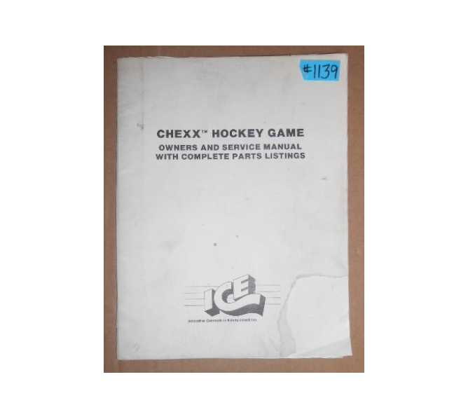 CHEXX HOCKEY Arcade Machine Game OWNERS and SERVICE MANUAL #1139 for sale  