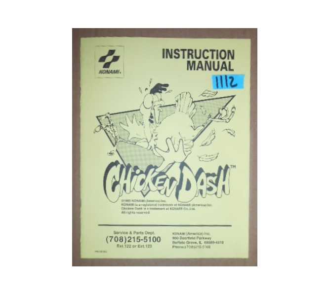 CHICKEN DASH Arcade Machine Game INSTRUCTION MANUAL #1112 for sale  