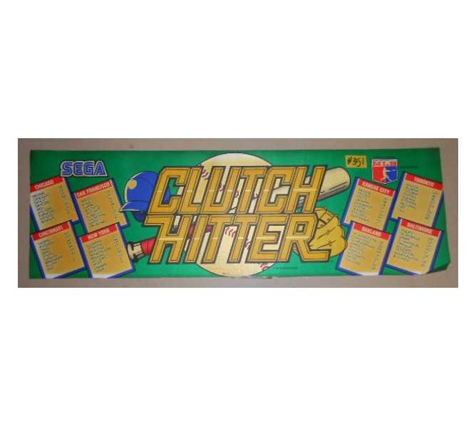 CLUTCH HITTER Arcade Game Machine FLEXIBLE MARQUEE HEADER #351 for sale  