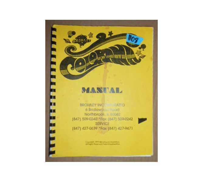 COLORAMA Arcade Machine Game MANUAL #1108 for sale  