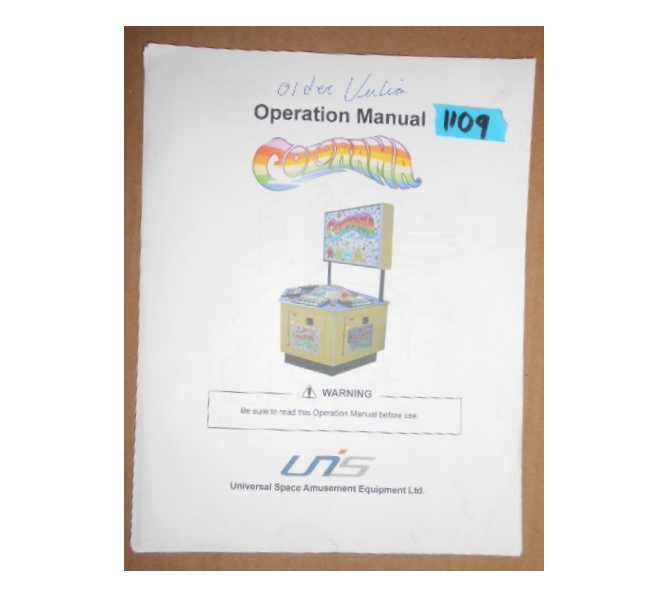 COLORAMA Arcade Machine Game OPERATION MANUAL #1109 for sale 