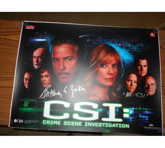 CSI Pinball Machine Translite Backbox Artwork NOS Stern signed by Anthony E. Zuiker Creator/Producer #38