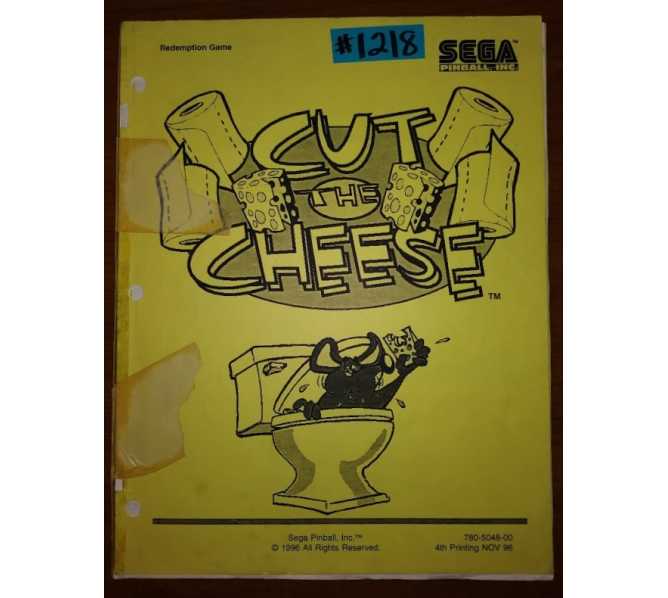 CUT THE CHEESE Arcade Machine Game MANUAL #1218 for sale  