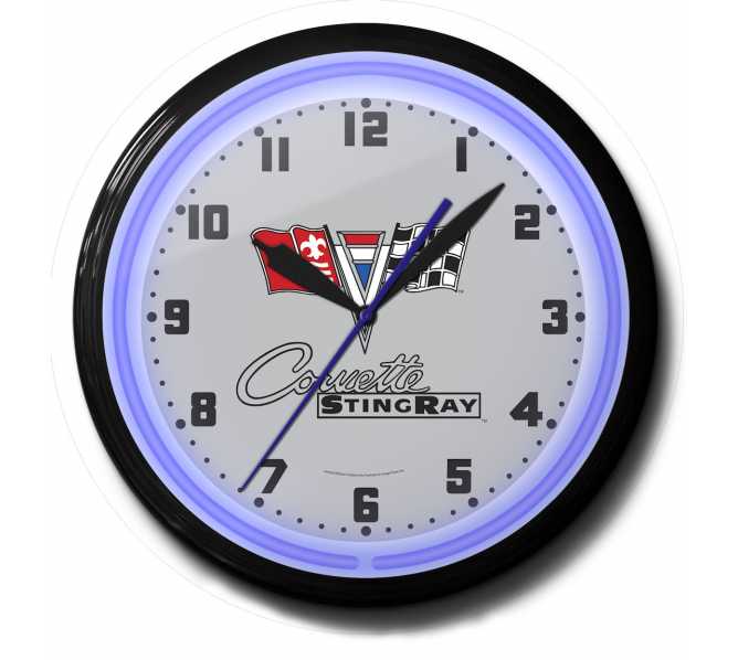 Corvette Stingray Neon Clock - for sale - Sweeping second hand 