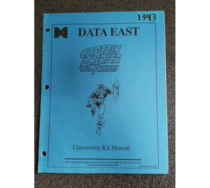 DATA EAST CAPTAIN AMERICA and the AVENGERS Arcade Machine CONVERSION KIT MANUAL #1343 for sale