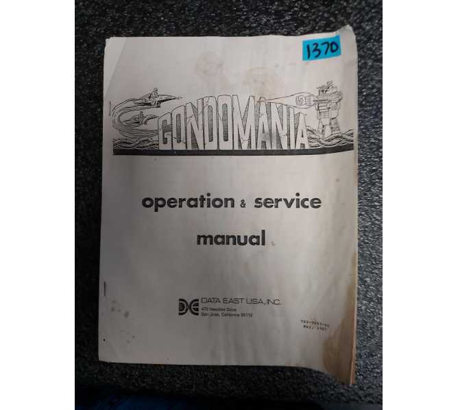 DATA EAST GONDOMANIA Arcade Machine Operation & Service Manual #1370 for sale