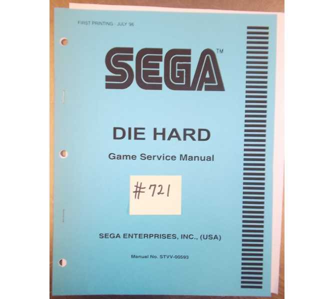 DIE HARD Arcade Machine Game GAME SERVICE MANUAL #721 for sale 