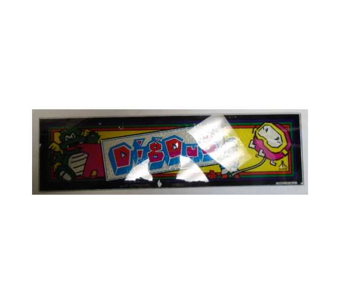 DIG DUG Arcade Machine Game GLASS Overhead Header Marquee #G39 for sale by ATARI 