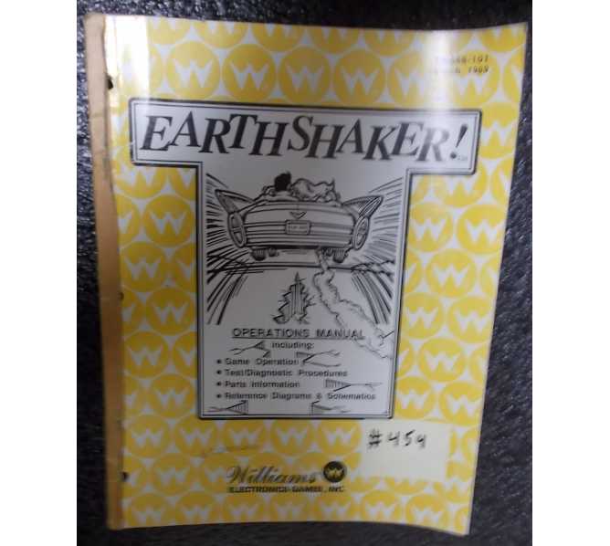 EARTHSHAKER Pinball Machine Game Operation's Manual #454 for sale - WILLIAMS  