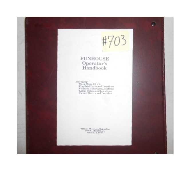 FUNHOUSE Pinball Machine Game Operator's Handbook #703 for sale  