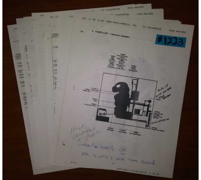 GODZILLA WARS Arcade Machine Game DIP SWITCH SETTINGS & MISC PAPERWORK #1223 for sale  