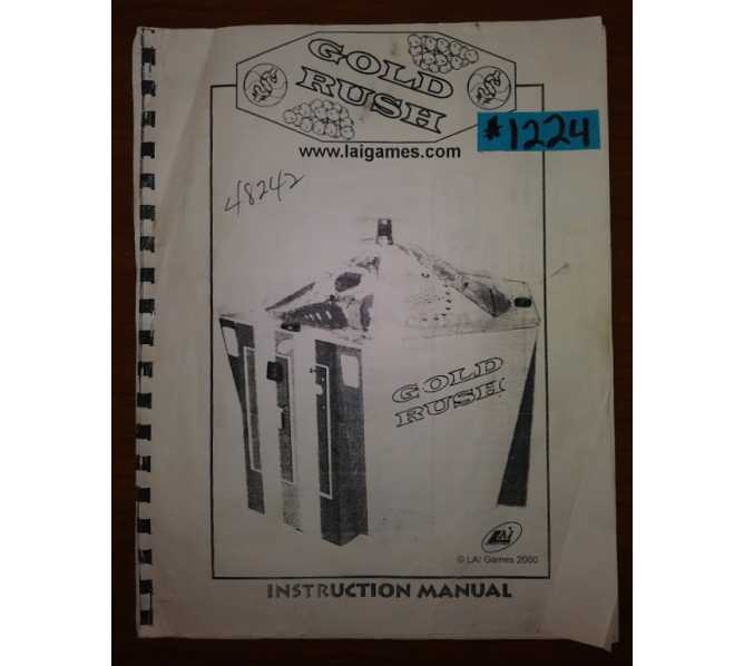 GOLD RUSH Arcade Machine Game INSTRUCTION MANUAL #1224 for sale  