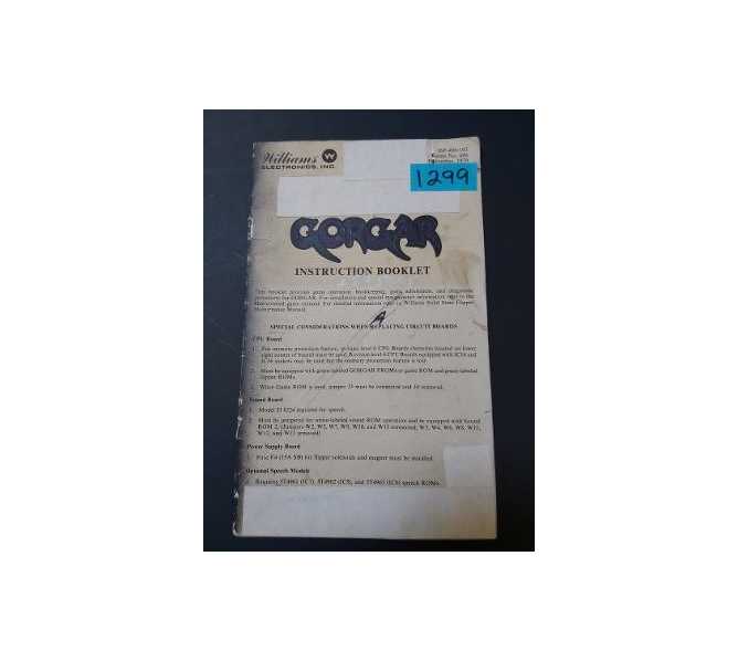 GORGAR Pinball INSTRUCTION BOOKLET #1299 for sale