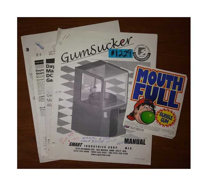 GUMSUCKER Arcade Machine Game MANUAL & MISC. PAPERWORK #1229 for sale 