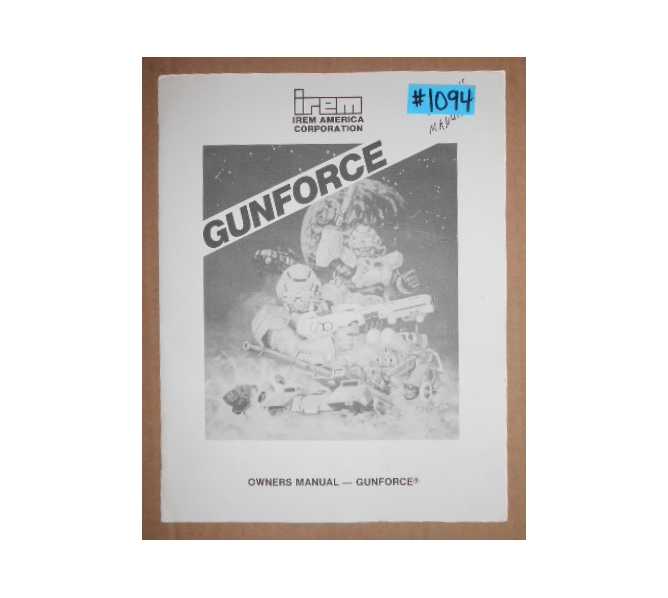 GUNFORCE Arcade Machine Game OWNER'S MANUAL #1094 for sale 