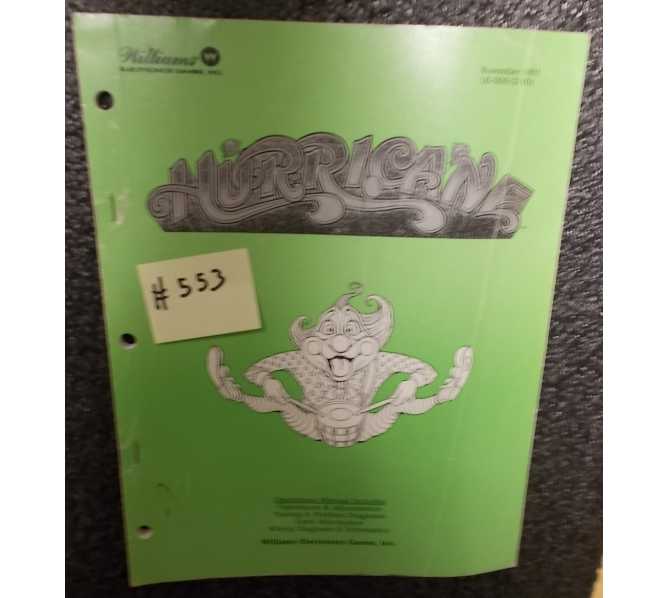 HURRICANE Pinball Machine Game Operation's Manual #553 for sale - WILLIAMS 