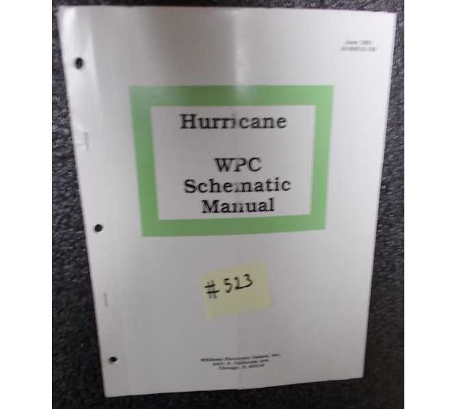 HURRICANE Pinball Machine Game Schematic Manual #523 for sale - WILLIAMS 
