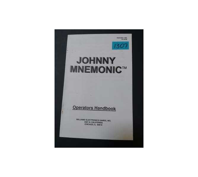 JOHNNY MNEMONIC Pinball OPERATORS HANDBOOK #1307 for sale