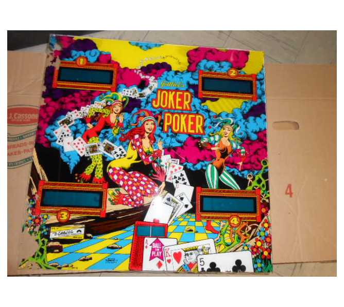 Joker Poker Pinball Machine Game Backglass Backbox Artwork For Sale 523 By Gottlieb From 1978 Coin Op Parts Etc Arcade Pinball Vending