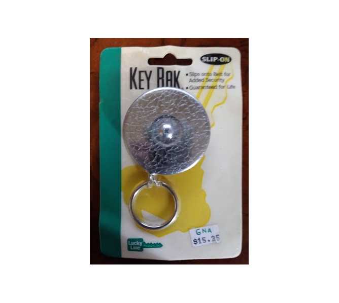 KEY-BAK Original Retractable Key Holder #43301 with a Chrome Front, Steel Belt Clip, Split Ring for sale 