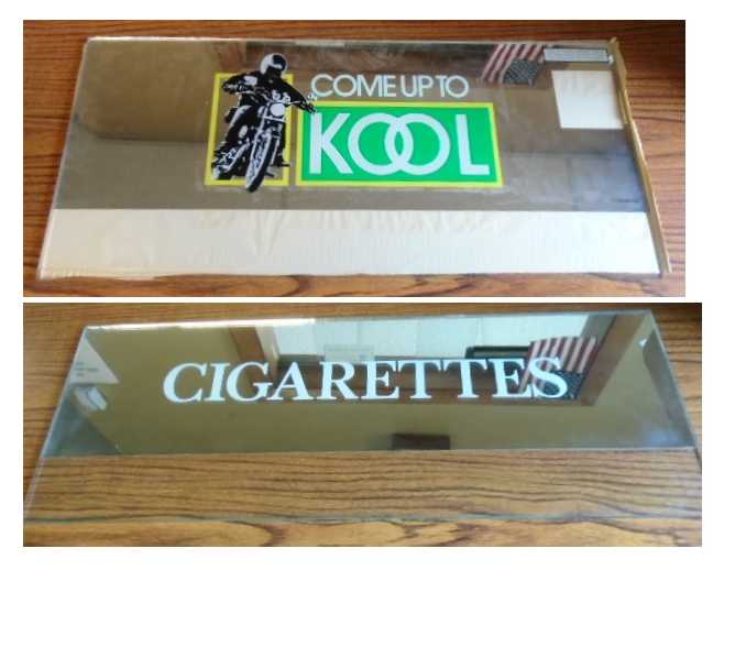 KOOL & CIGARETTES Genuine Cigarette Vending Machine Marquee Header MIRRORED GLASS for sale - Lot of 2 pieces  