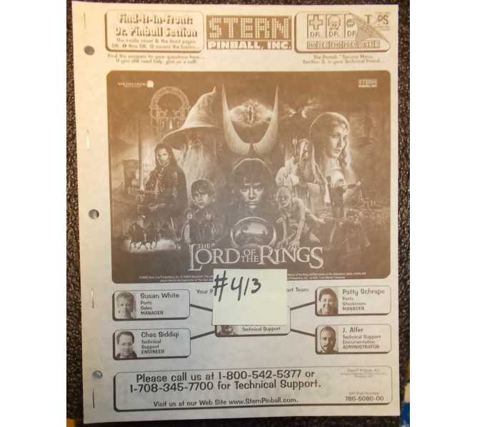 LORD OF THE RINGS Pinball Machine Game Owner's Manual #413 for sale  