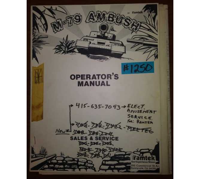 M-79 AMBUSH Arcade Machine Game OPERATOR'S MANUAL & SCHEMATICS #1250 for sale 