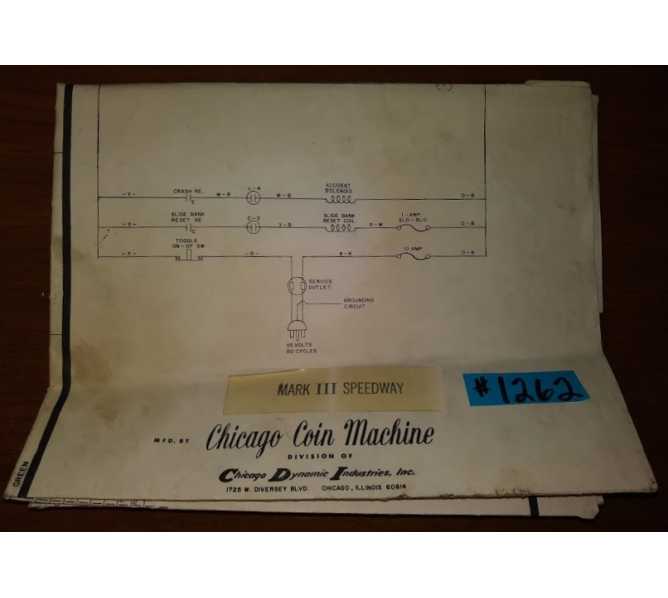 MARK III SPEEDWAY Arcade Machine Game SCHEMATICS #1262 for sale 