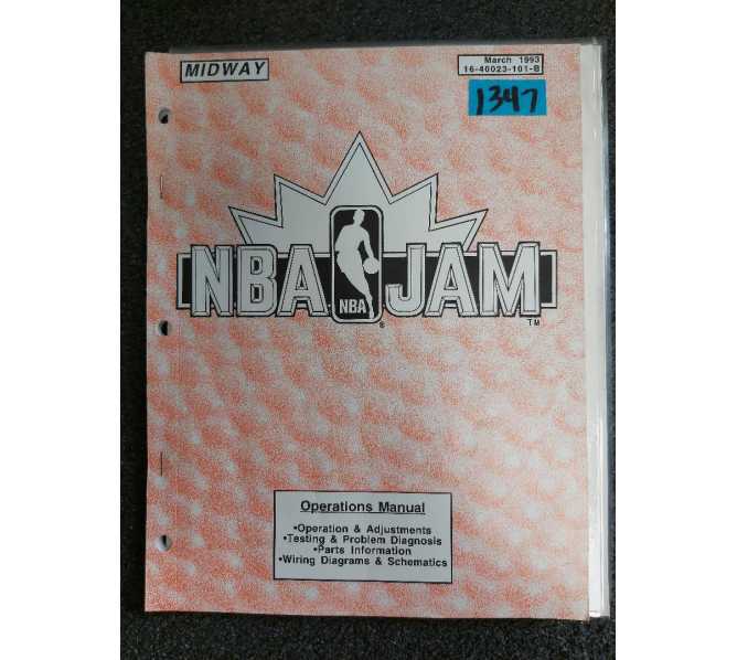 MIDWAY NBA JAM Arcade Machine OPERATIONS MANUAL #1347 for sale